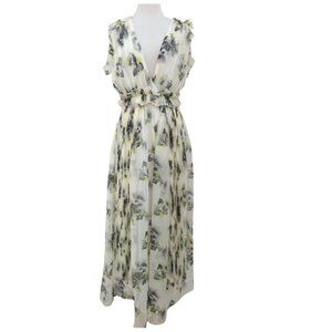 MSGM Floral print silk chiffon maxi dress NWT IT 48 XL